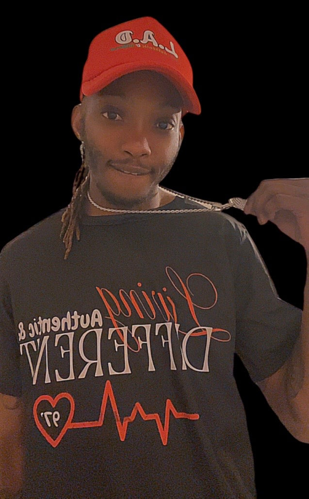 "Living Authentic & Different" branded t-shirt